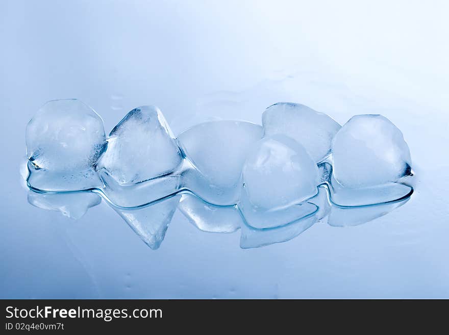 Ice on a blue background