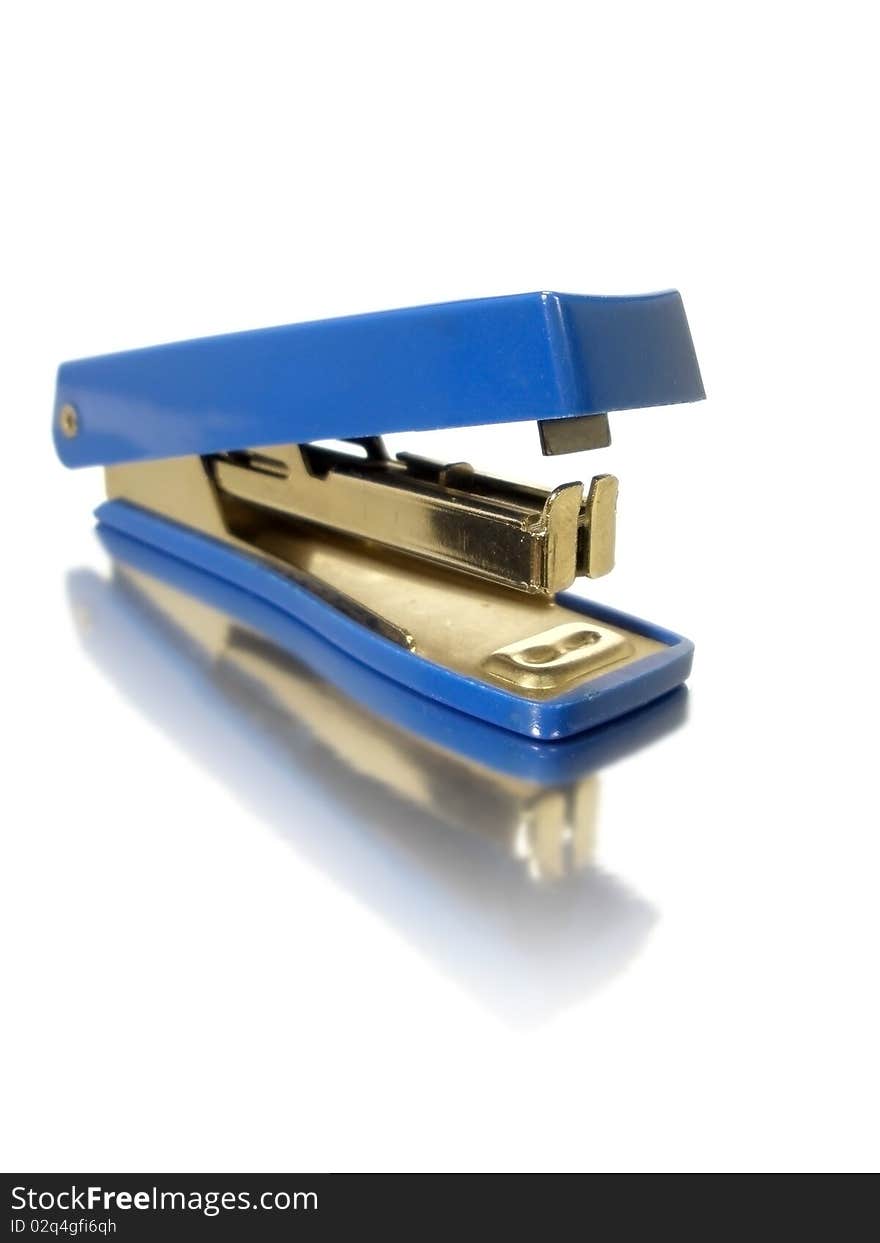 Small blue stapler