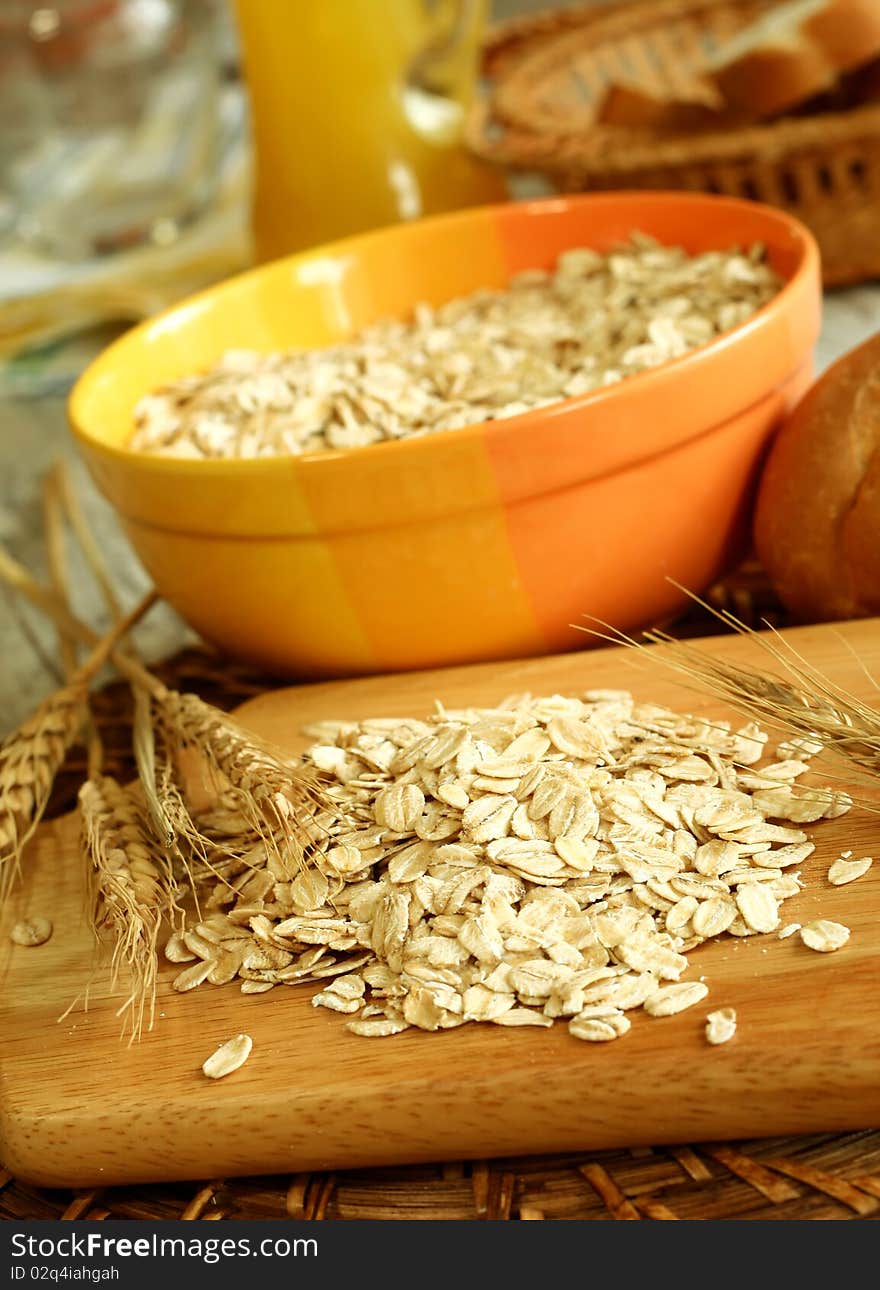 Oats In Bowl On Wooden