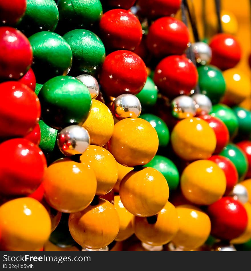 Colorful necklaces at market stalls, souvenir travel. Colorful necklaces at market stalls, souvenir travel