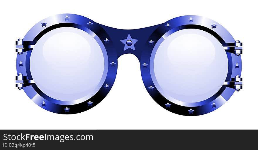 Sunglasses in disco style on white