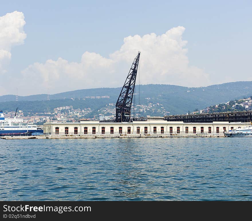 Crane in the Trieste port. Crane in the Trieste port