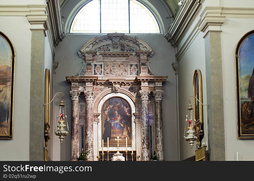 Altar of a church in Trieste , Italy