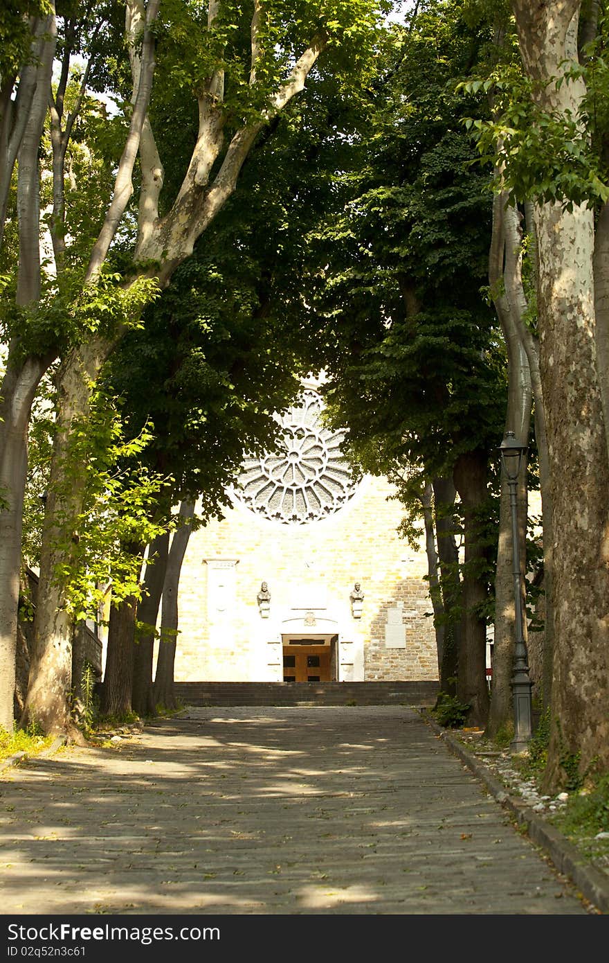 View of the Boulevard of St.Giusto cathedral. View of the Boulevard of St.Giusto cathedral