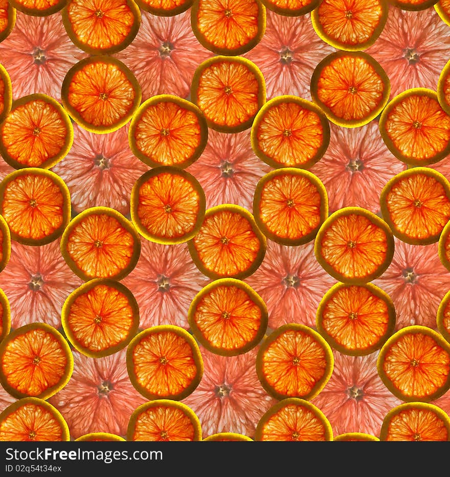 Texture of the slices of orange, collage. Texture of the slices of orange, collage