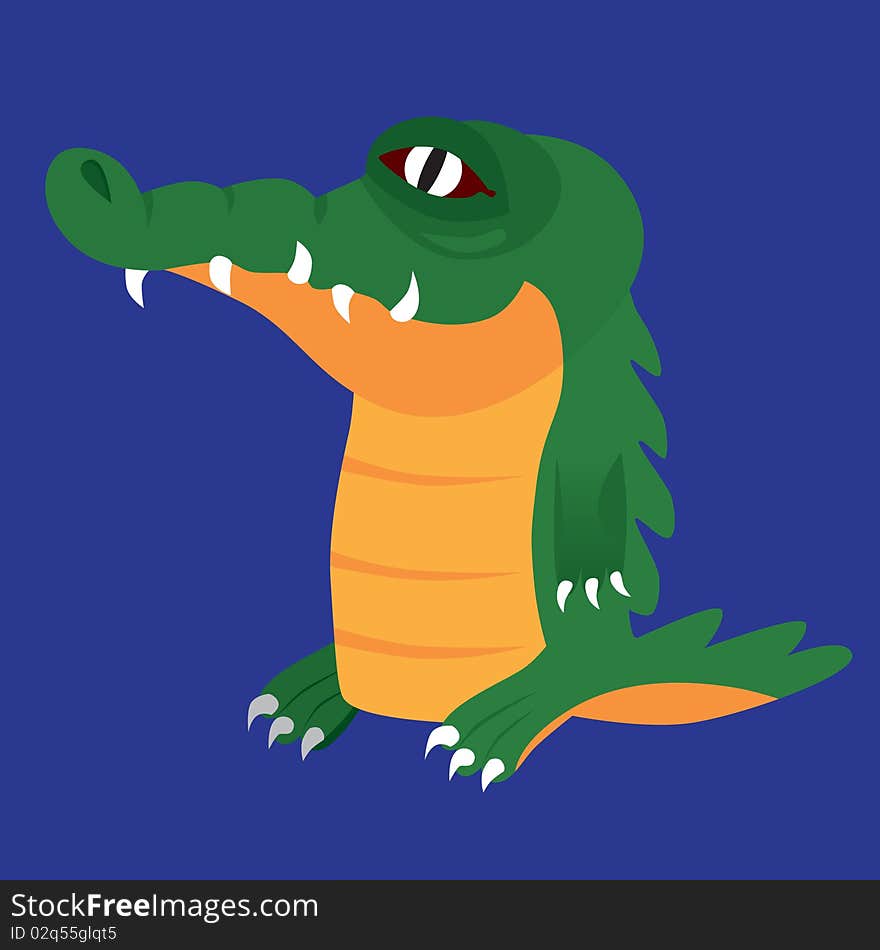 Cartoon illustration of the funny crocodile