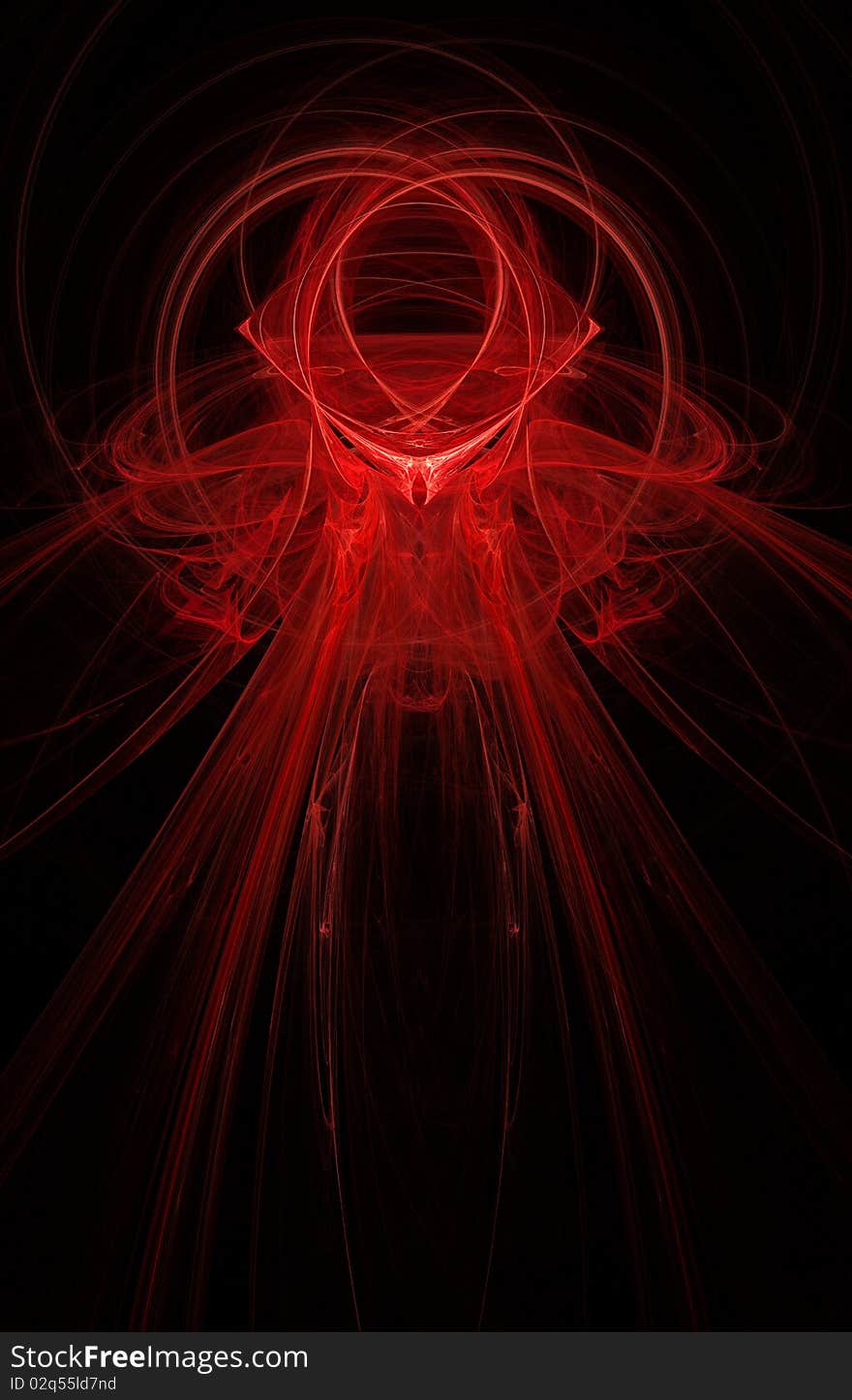 Big red abstract fractal on black background