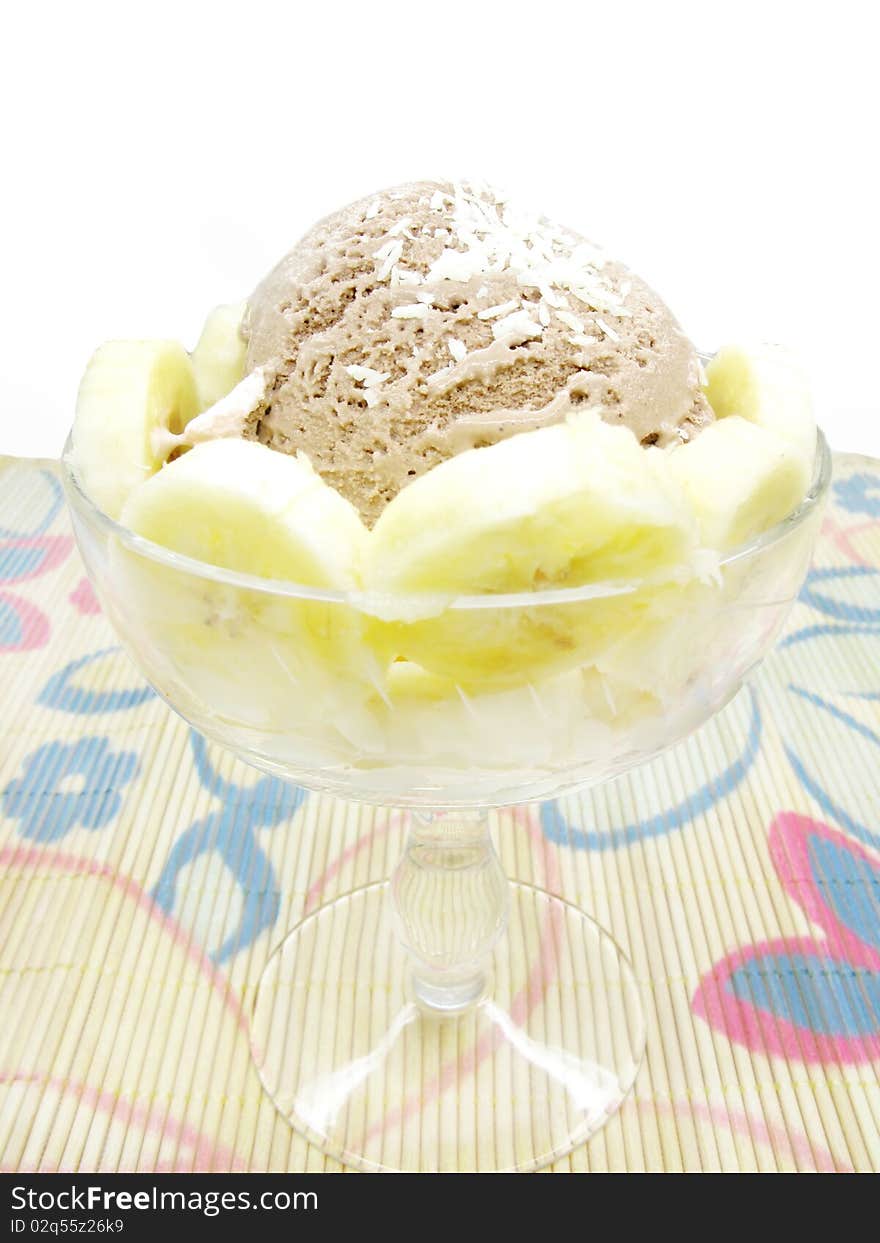 Chocolate ice-cream with banana