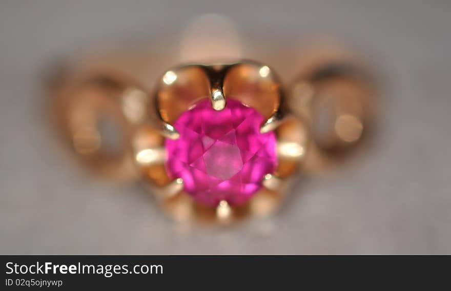 Purple Diamond In Gold Ring