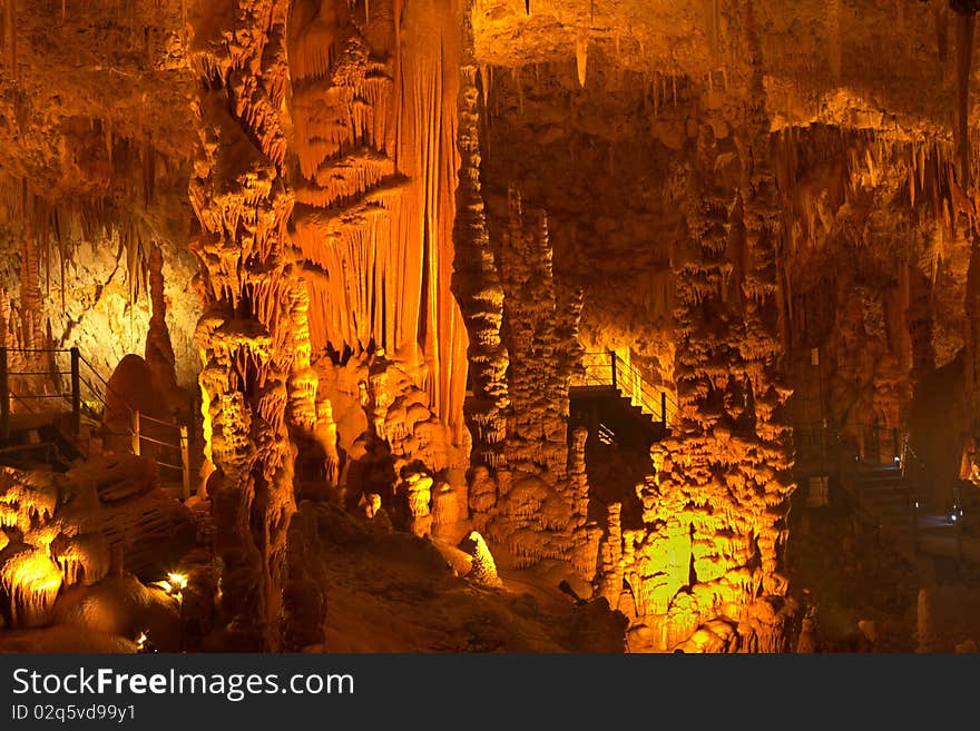 Stalactite and stalagmite cave