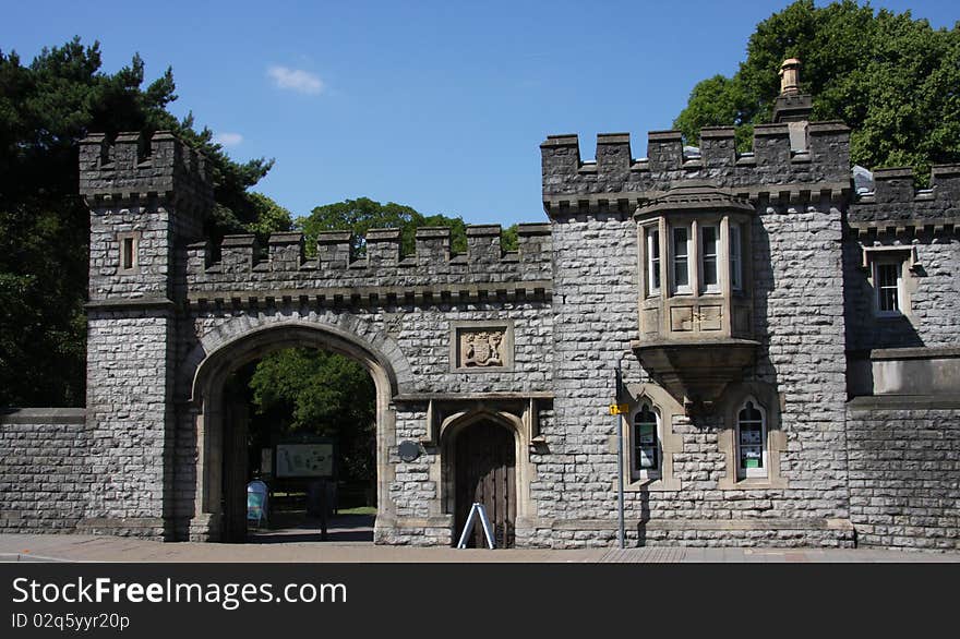 Cardiff Castle ramparts and tower walls on a bright sunnt day. Cardiff Castle ramparts and tower walls on a bright sunnt day.