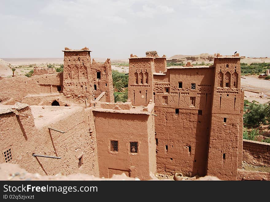 A view over the ancient city of Ait Benhaddou in Morocco. A view over the ancient city of Ait Benhaddou in Morocco