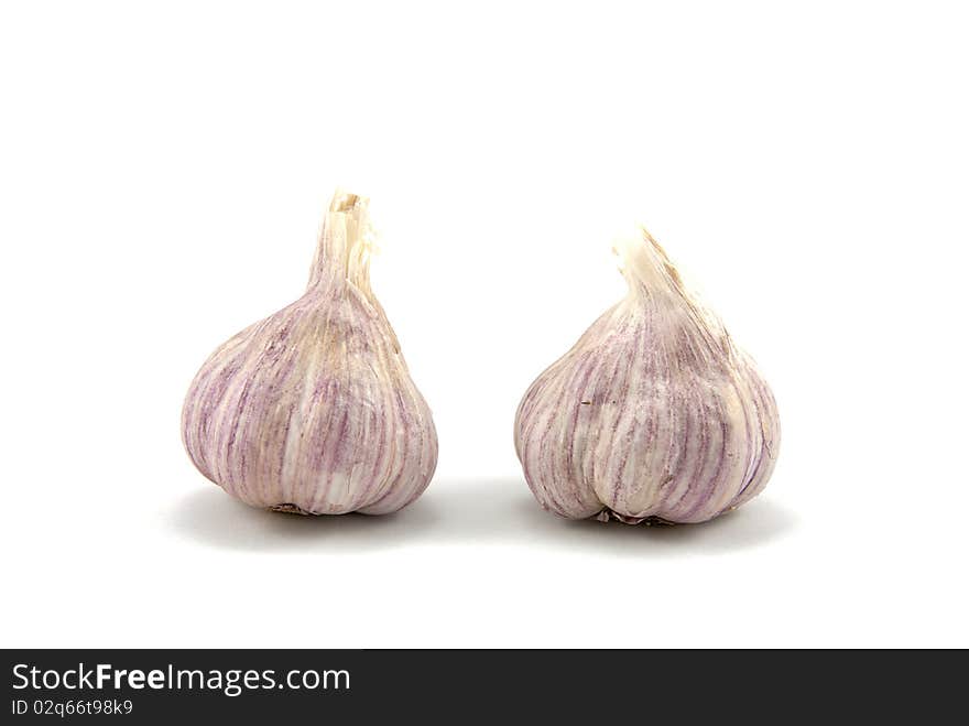 Garlic over a white background