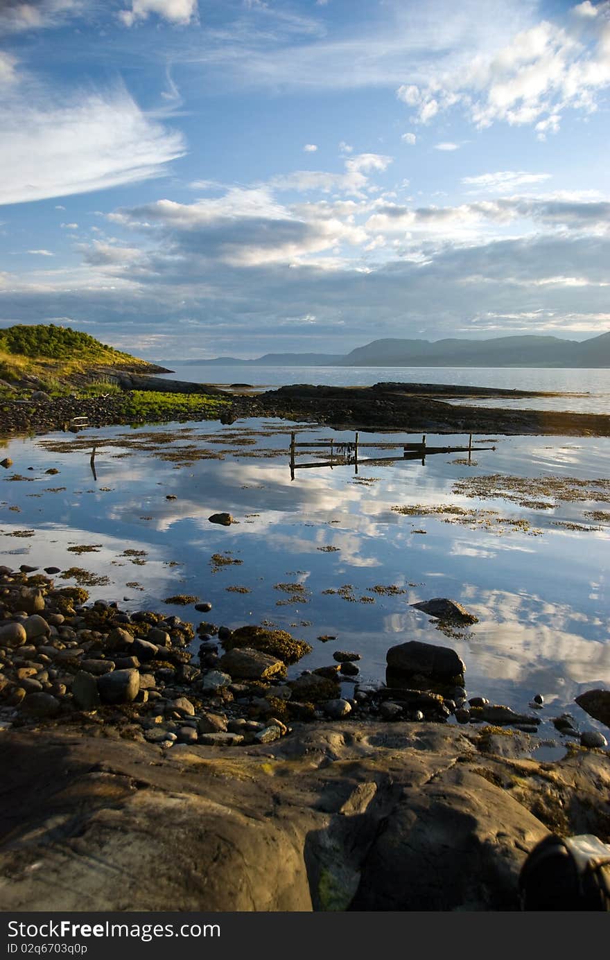 Beautiful evening on fjord landscape. Beautiful evening on fjord landscape