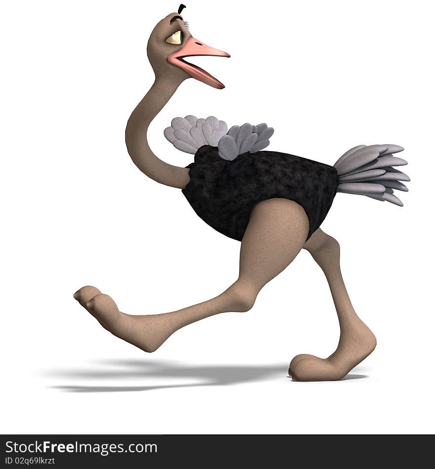 Cute toon ostrich gives so much fun