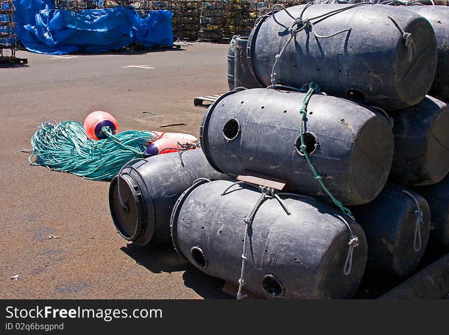 Barrels used for commercial crabbing along the Pacific coast. Barrels used for commercial crabbing along the Pacific coast.