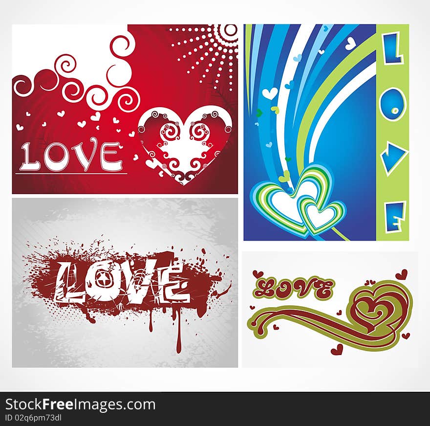 Colorful heart background set for your designs. Colorful heart background set for your designs.