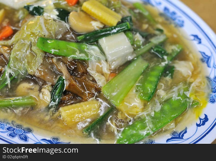 Asian vegetarian cuisine cooked with healthy vegetables. Suitable for concepts such as diet and nutrition, healthy lifestyle, and food and beverage.