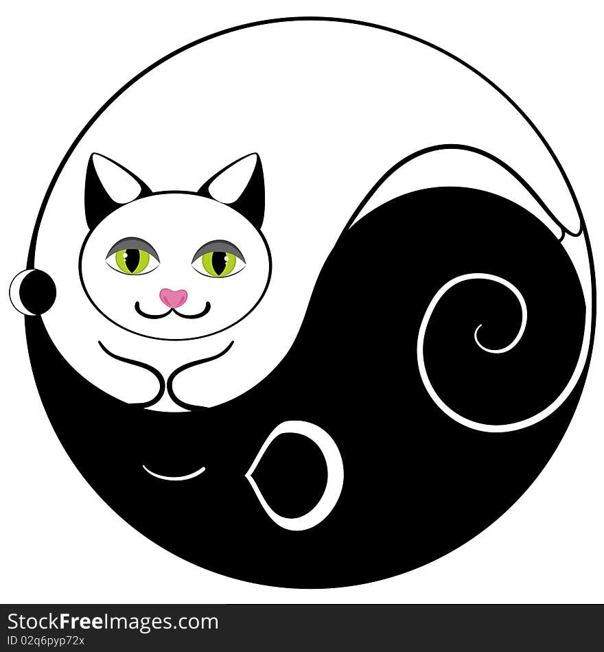 Mouse and cat ying yang symbol of harmony and balance. Mouse and cat ying yang symbol of harmony and balance