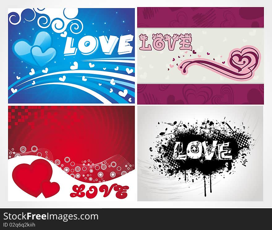 Colorful heart background set for your designs. Colorful heart background set for your designs.