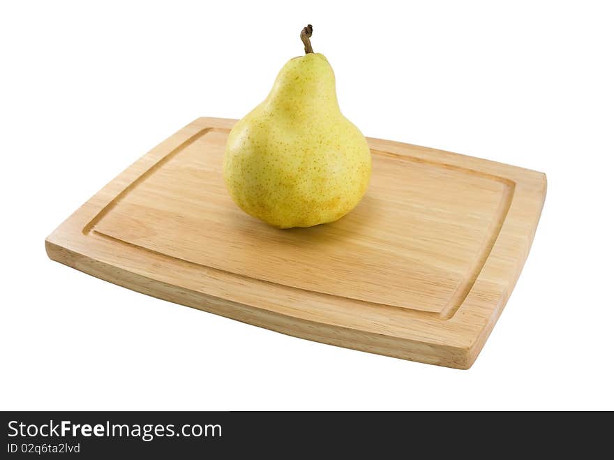 Pear on a chopping board