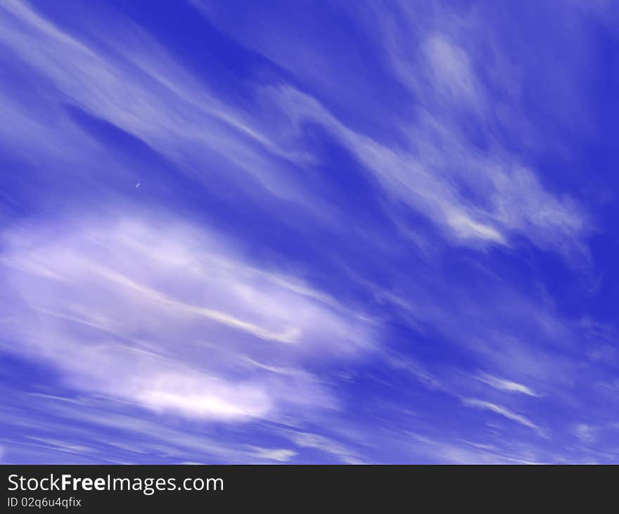 Blue sky with directional cloud movement. Blue sky with directional cloud movement