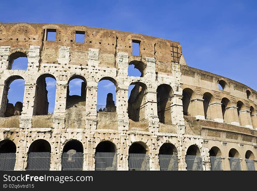 Closeup of the Coliseum, Rome Italy