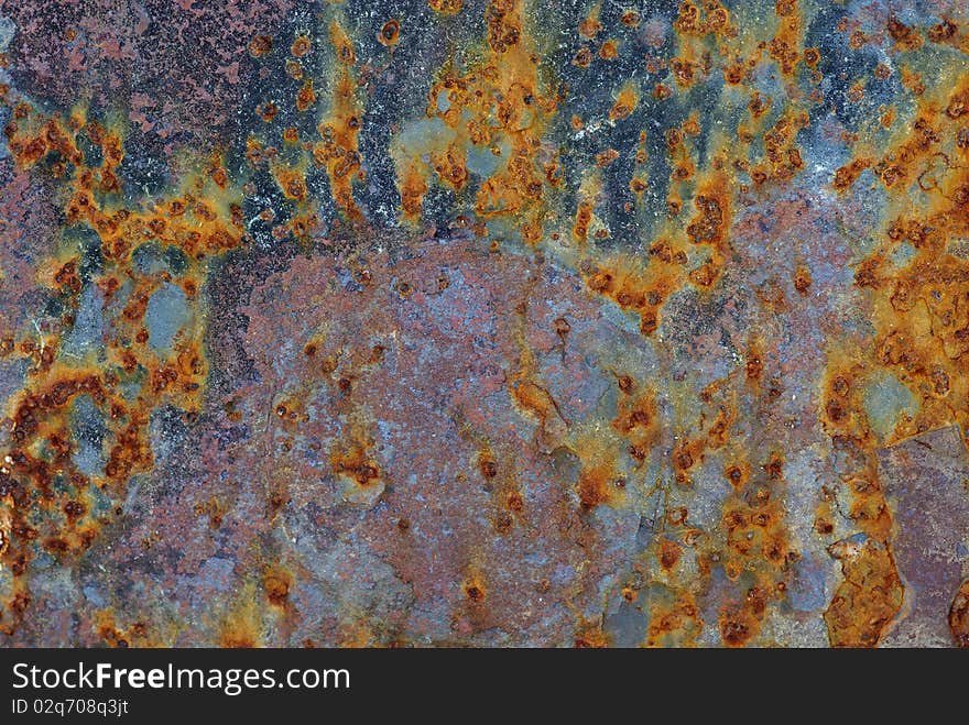 Texture of rusty iron, horizontal, macro, corrosion