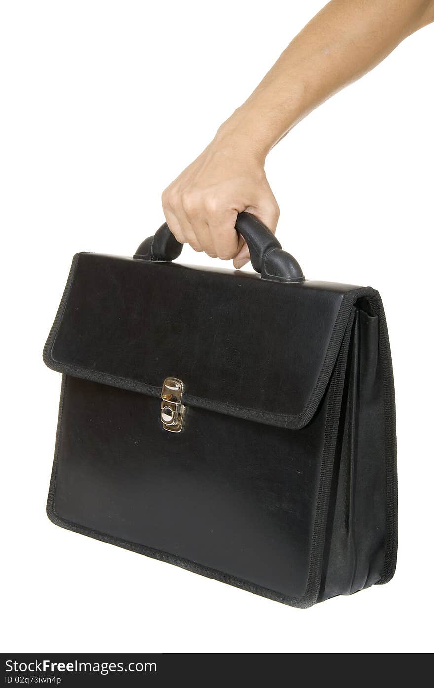 Hand Holding A Black Briefcase