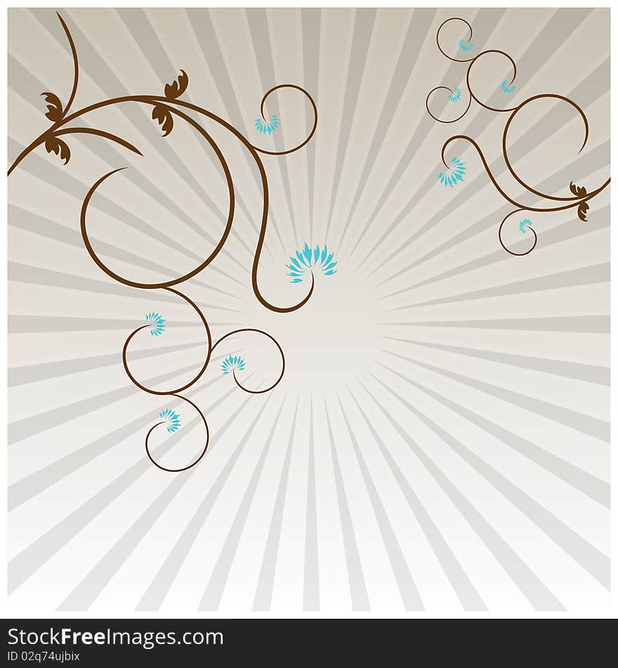 Striped background with floral elements