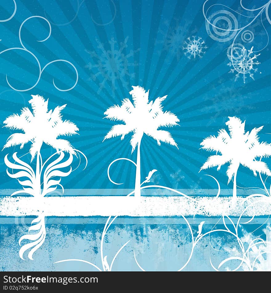 Background in blue and red with snowflakes. Background in blue and red with snowflakes