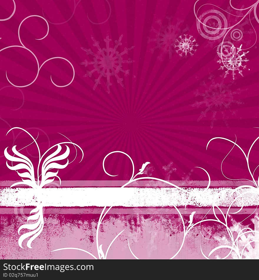 Background in blue and red with snowflakes. Background in blue and red with snowflakes