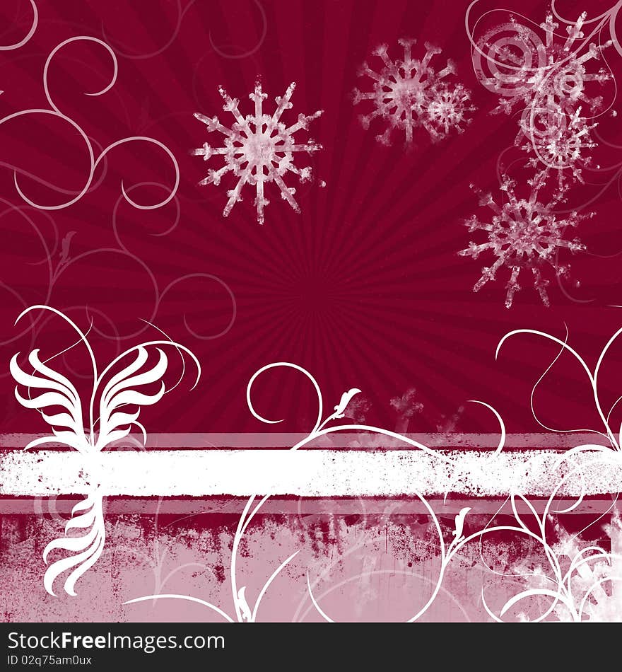 Background in blue and red with snowflakes. Background in blue and red with snowflakes