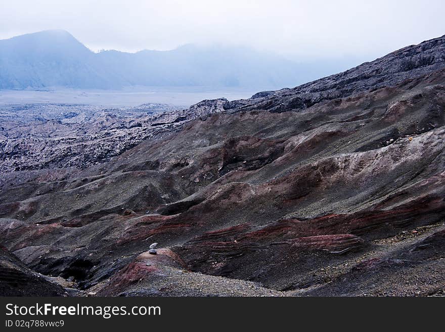 Rough volcanic landscape on indonesian island Java. Rough volcanic landscape on indonesian island Java.