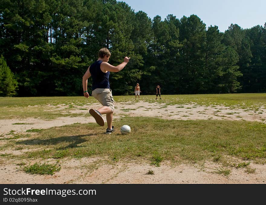 Family soccer game