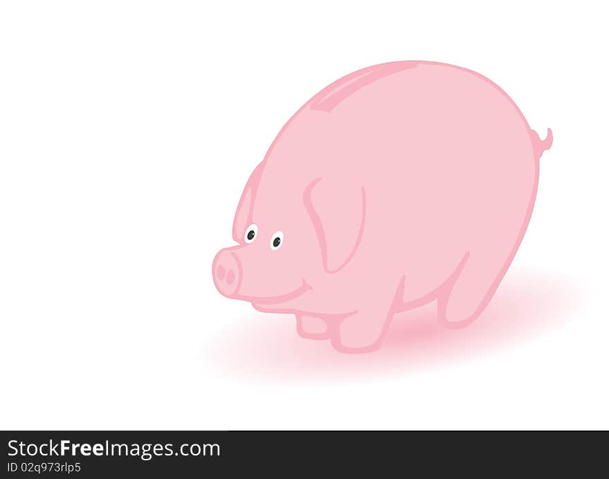 Vector illustration a coin box a pink pig