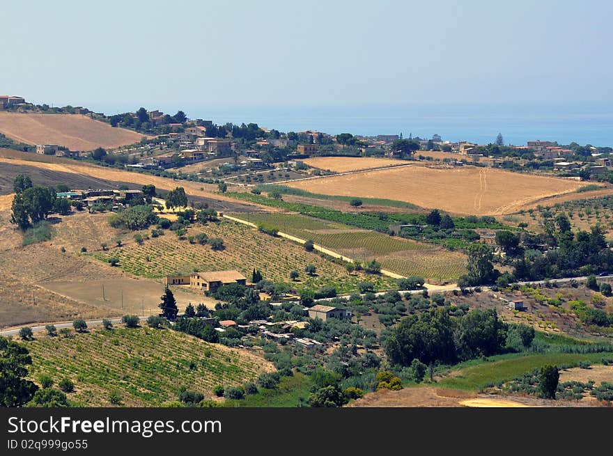 Agriculture landscape - Plowed fields - top view. Agriculture landscape - Plowed fields - top view