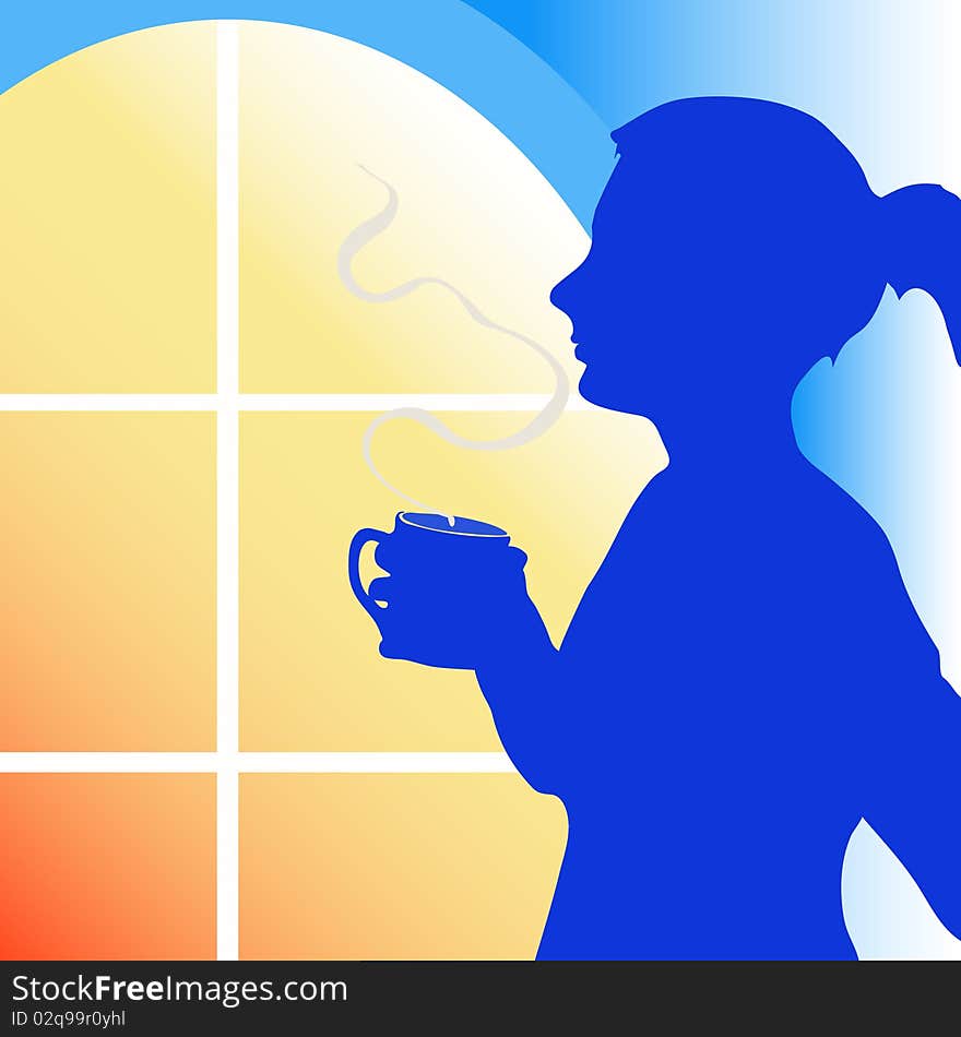 Woman enjoy the cofFee in the evening.