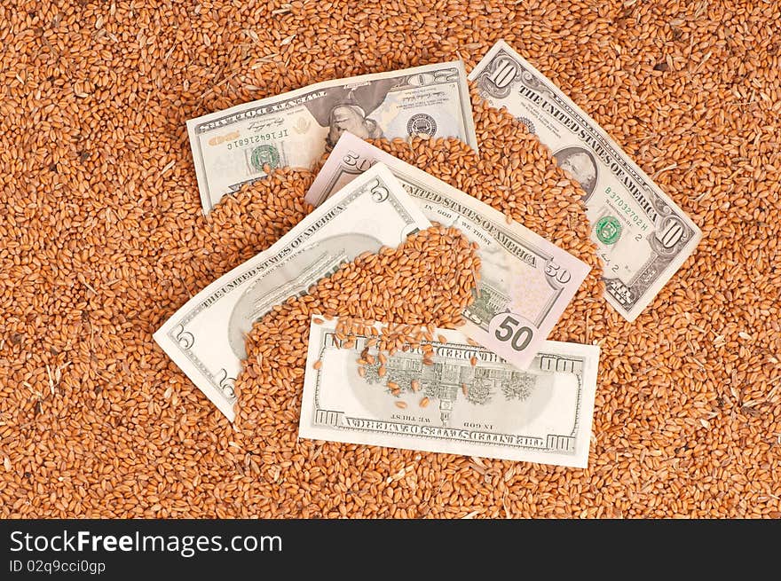 Monetary crop as a symbol of success of sale of a new crop of wheat