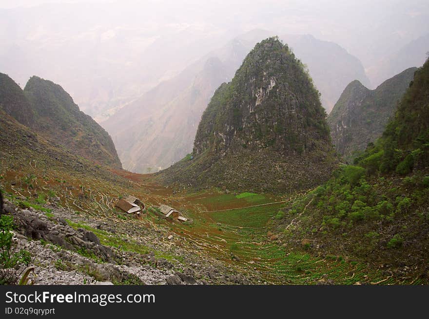 Typical karst landscape of northern Vietnam. Area of Ha Giang