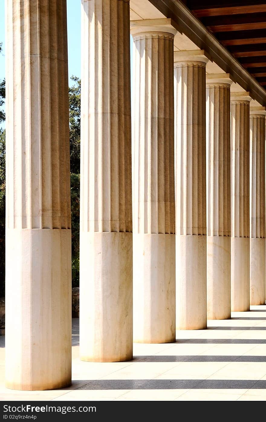 The columns in Greek museum