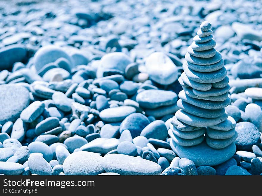 Blue Zen stone pyramid