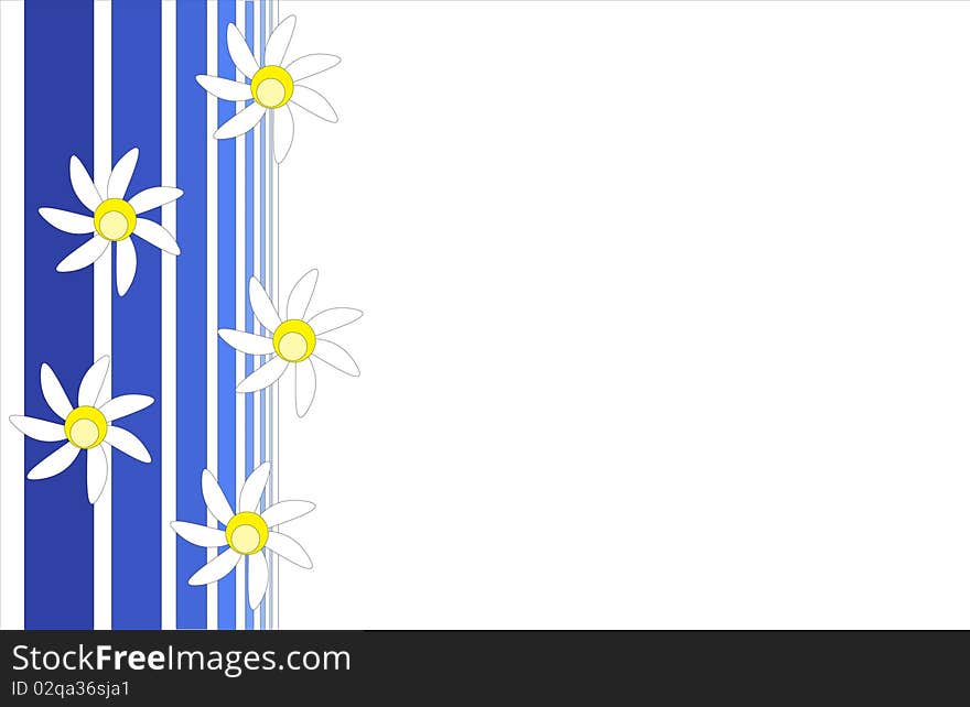 Several daisies on blue stripes