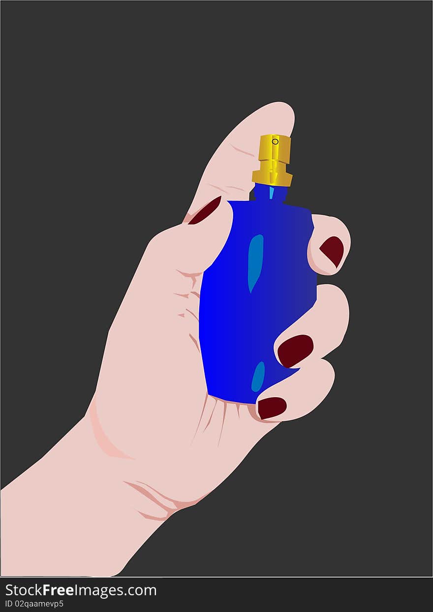 Perfume in woman hand. Vector. Perfume in woman hand. Vector.