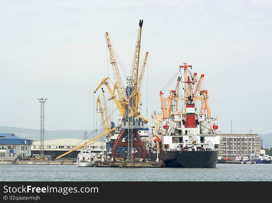 The image of ship under the shipping. The image of ship under the shipping