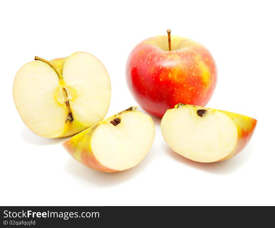 Fresh red apples isolated on white background