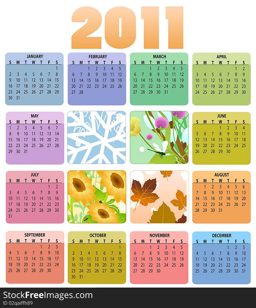 Vector Illustration of style design Calendar for 2011