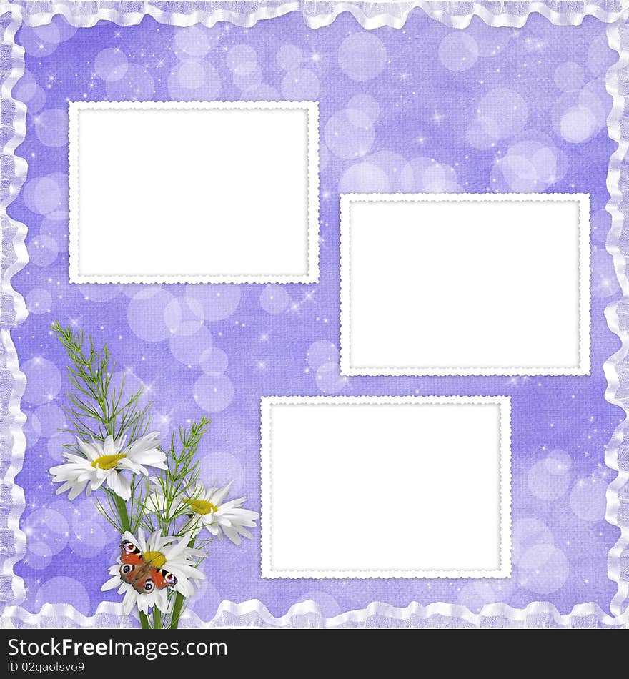 Card for the holiday  with flowers on the abstract background