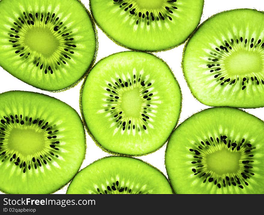 Kiwi fruit slice on white background