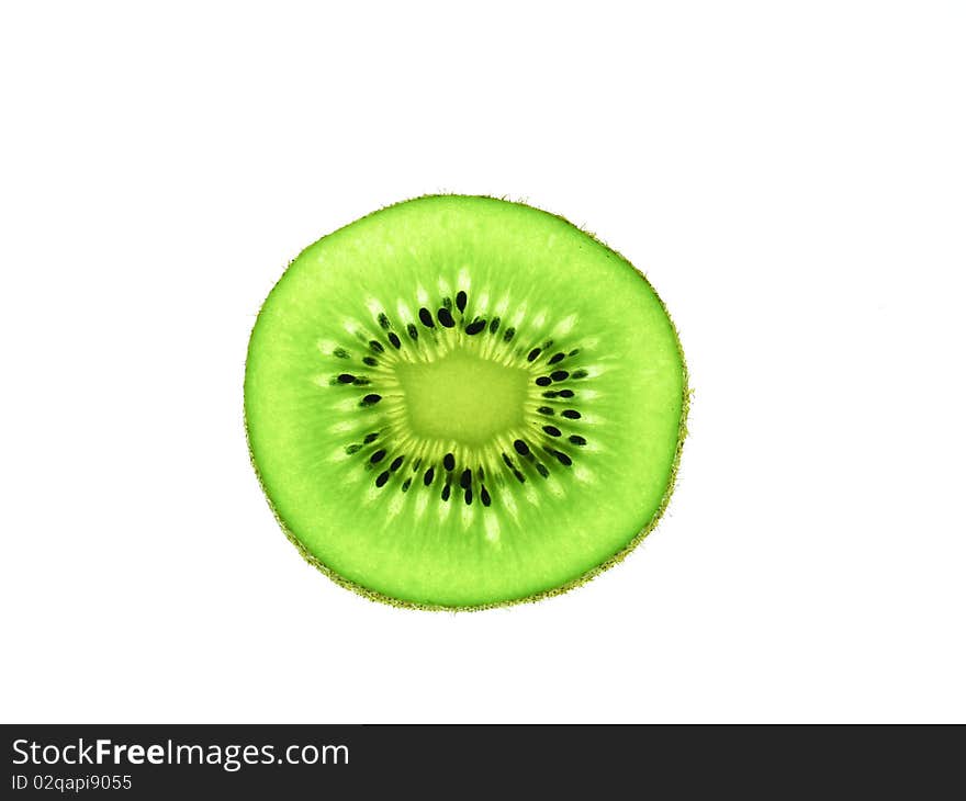 Kiwi fruit slice on white background